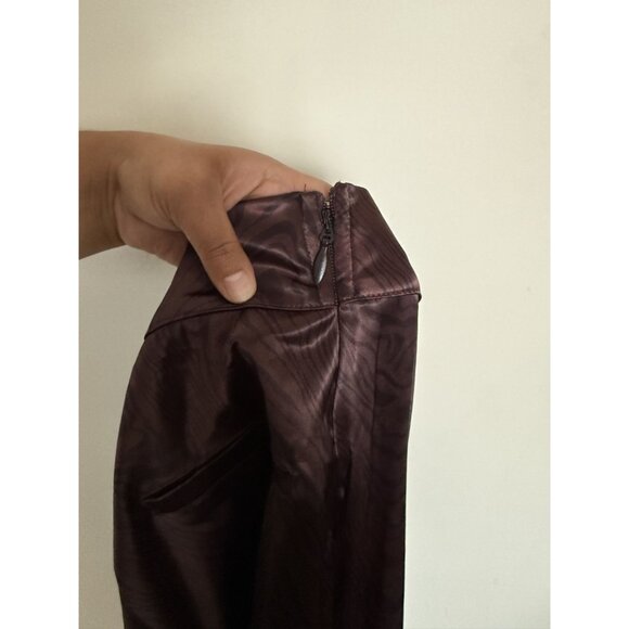 Manière De Voir Women's Brown Satin Woodgrain Ruched Trousers Size 6 Luxury - Picture 10 of 11